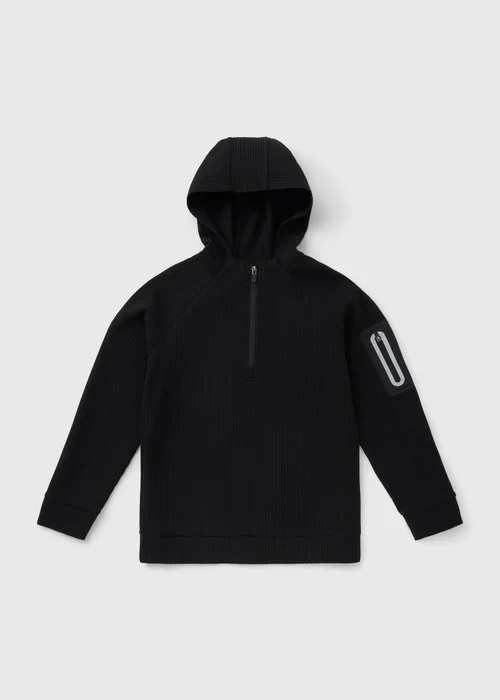 Boys Black Textured Sports Hoodie (7-15yrs) - 7 Yrs Image 1