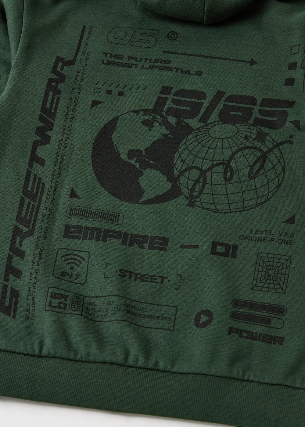 Boys Dark Green Graphic Print Hoodie (7-15yrs) - 7 Yrs Image 2