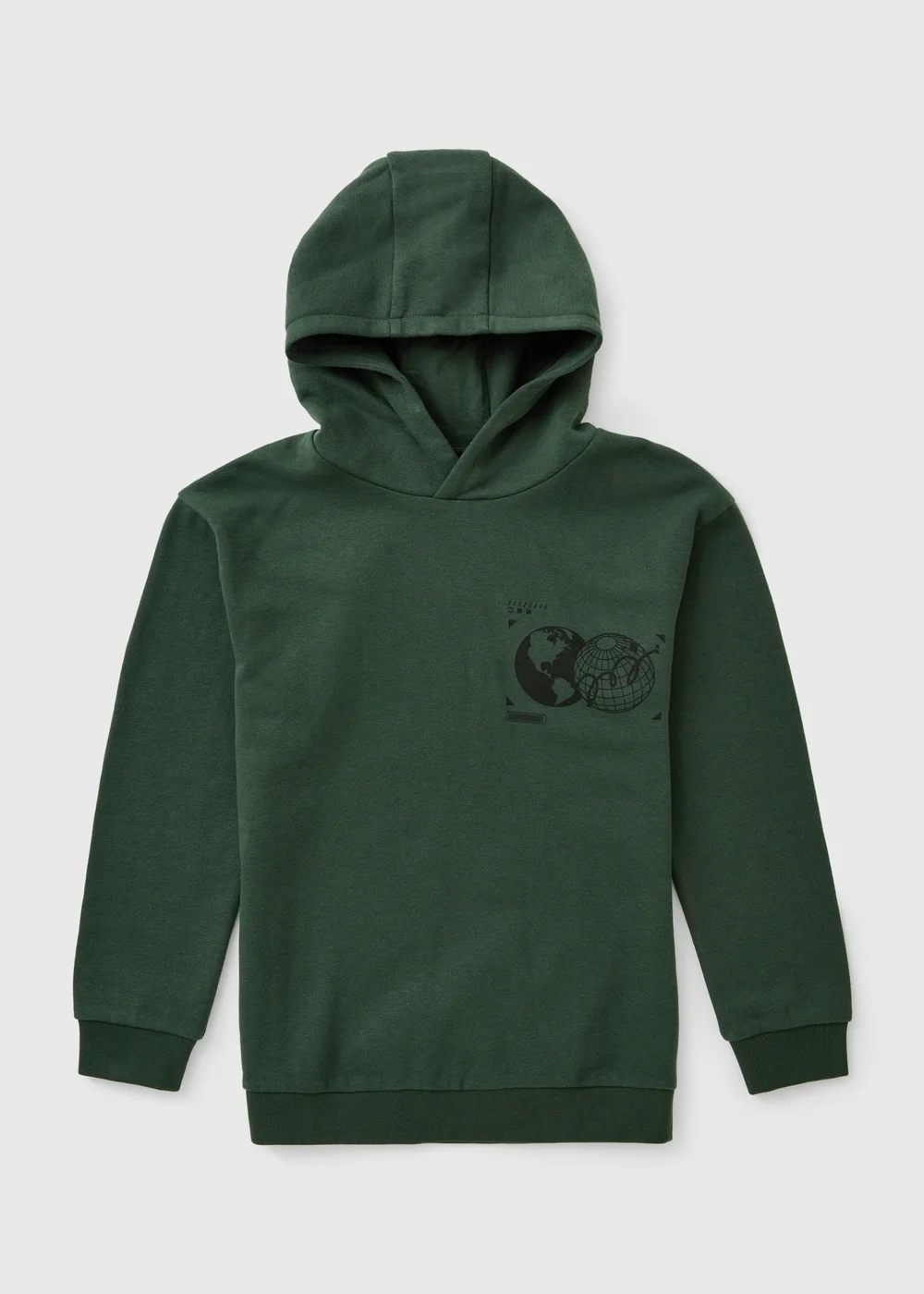 Boys Dark Green Graphic Print Hoodie (7-15yrs) - 7 Yrs Image 1