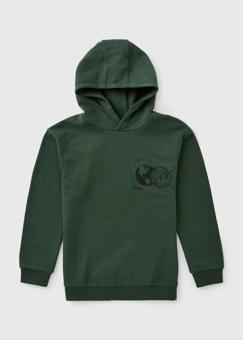 Boys Dark Green Graphic Print Hoodie (7-15yrs) - 7 Yrs Image 1