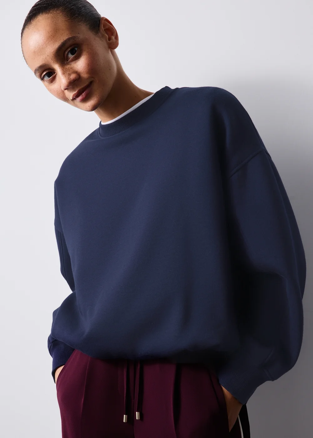 Navy Bubble Hem Sweatshirt - XS Image 1