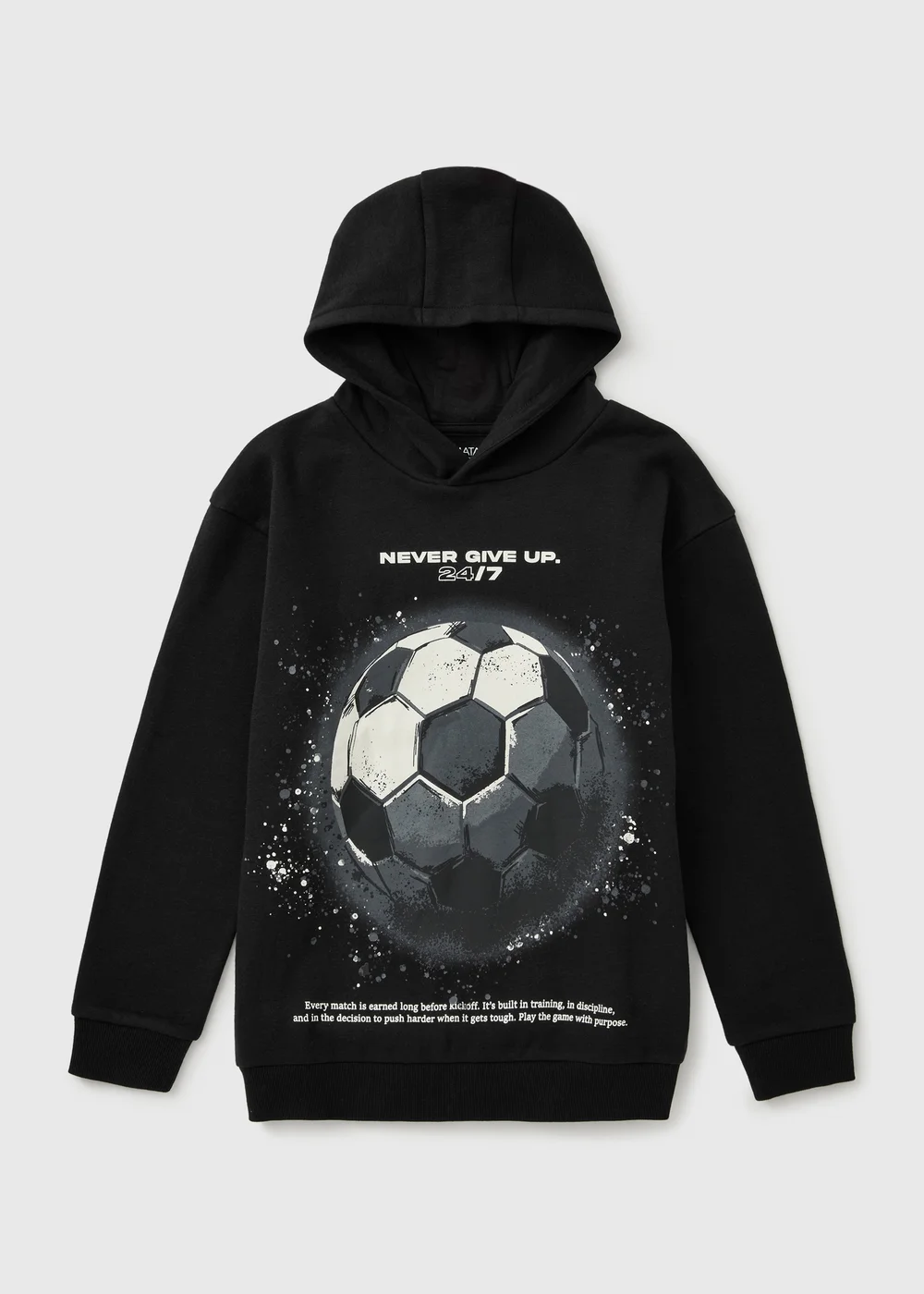 Boys Black Football Graphic Hoodie (7-15yrs) - 7 Yrs Image 1