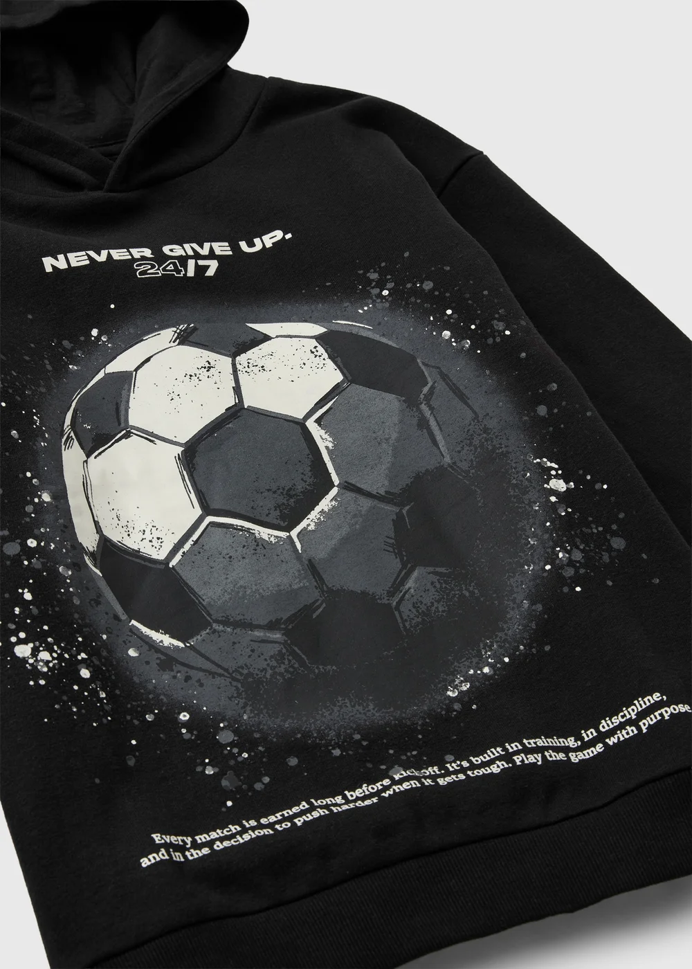 Boys Black Football Graphic Hoodie (7-15yrs) - 7 Yrs Image 2