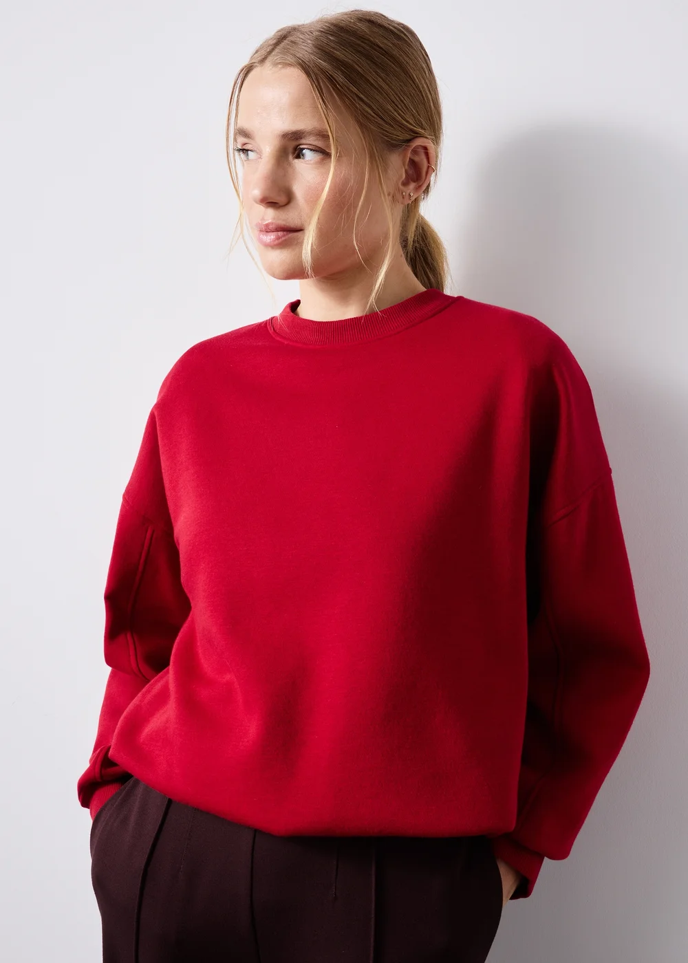 Red Bubble Hem Sweatshirt - S Image 1