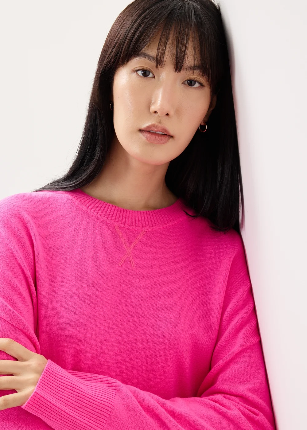 Pink Knitted Crew Neck Longline Top - XS Image 3