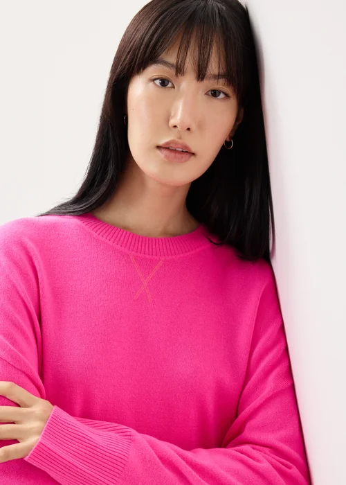 Pink Knitted Crew Neck Longline Top - XS Image 3