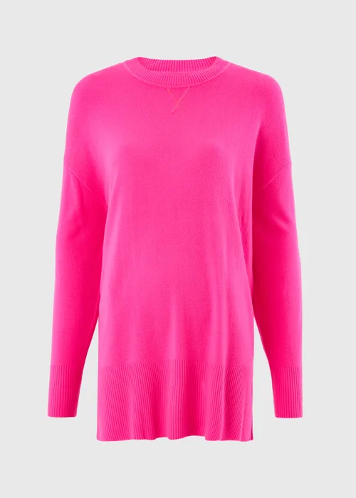 Pink Knitted Crew Neck Longline Top - XS Image 5