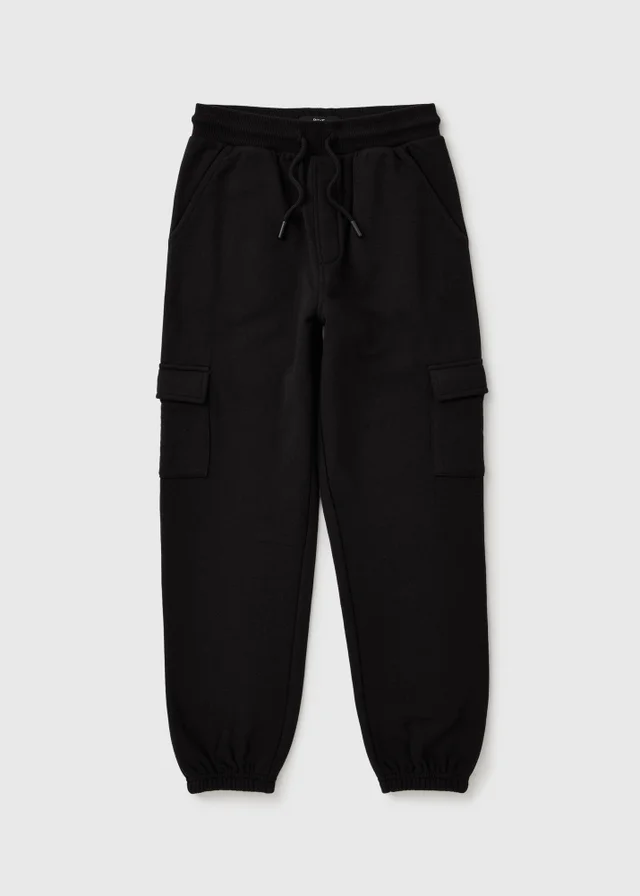 Boys Black Cargo Joggers (7-15yrs)