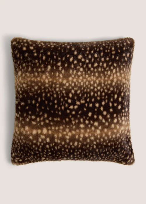 Deer Print Faux Fur Cushion Image 1