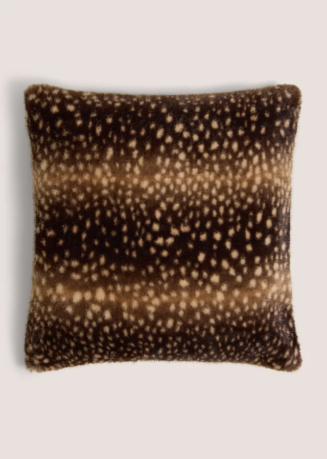Deer Print Faux Fur Cushion