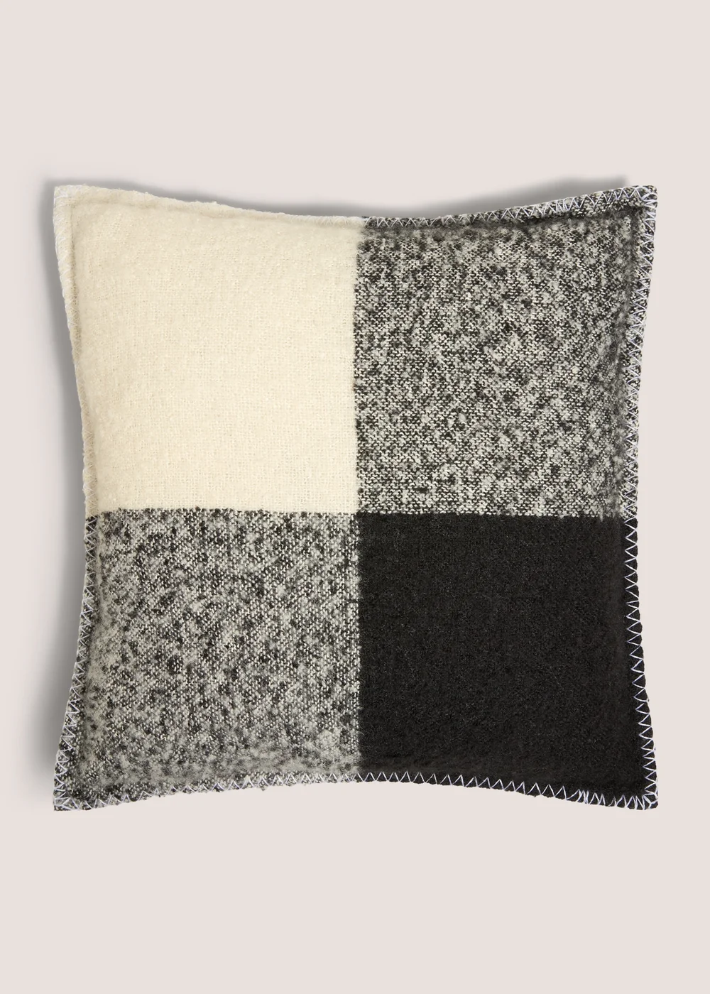 Grey Mohair Check Cushion Image 1