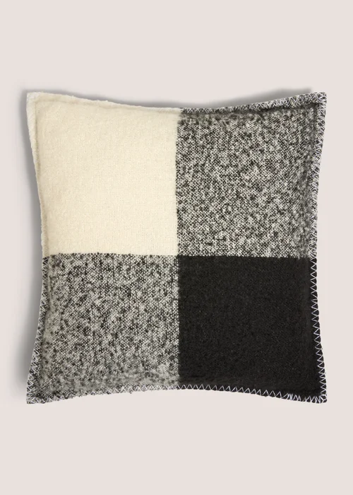 Grey Mohair Check Cushion Image 1