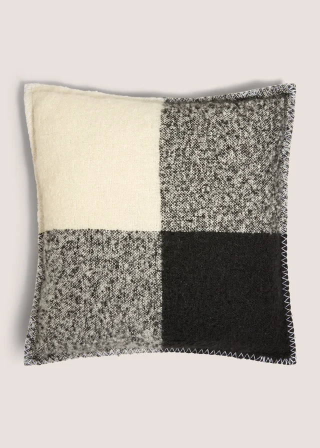 Grey Mohair Check Cushion