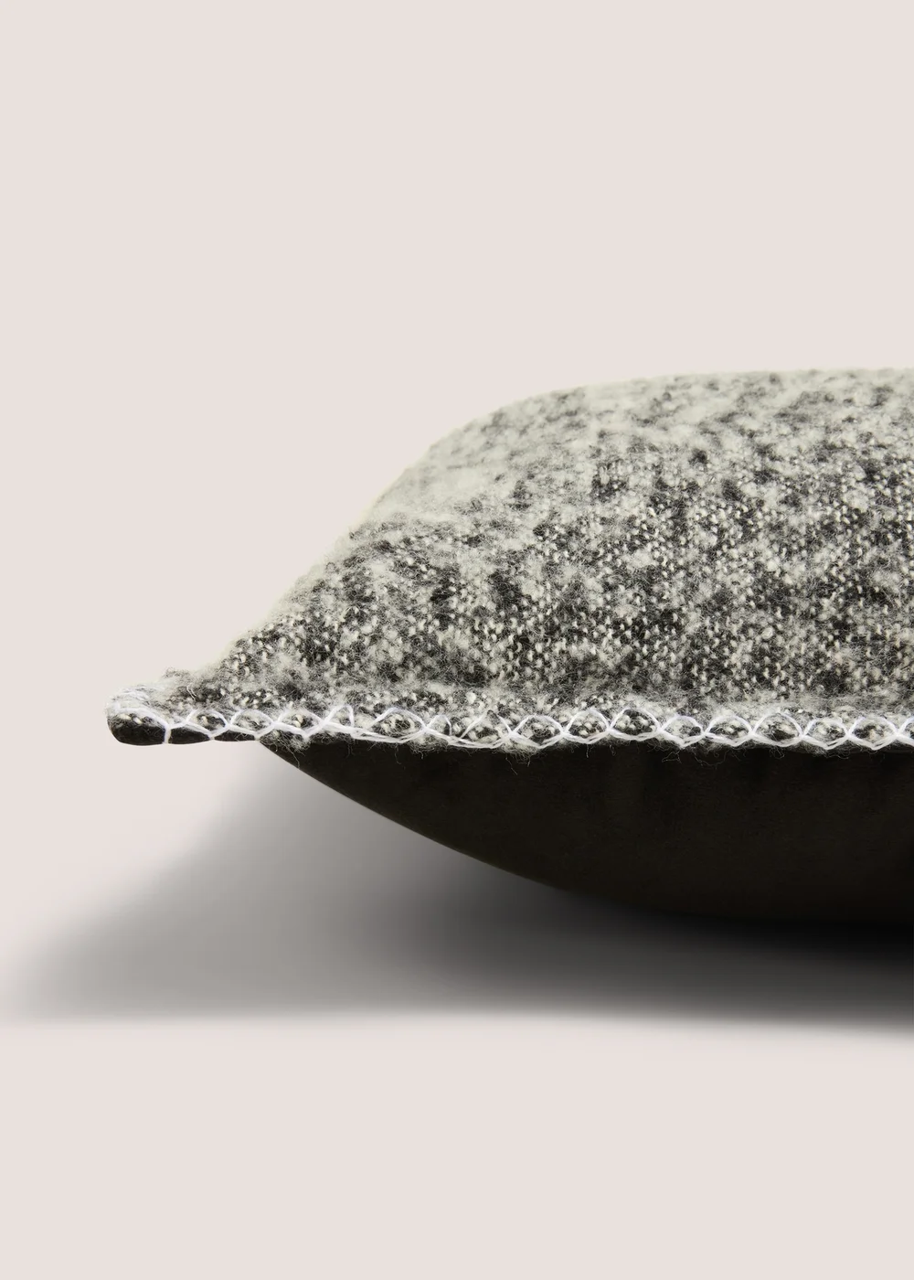 Grey Mohair Check Cushion Image 2