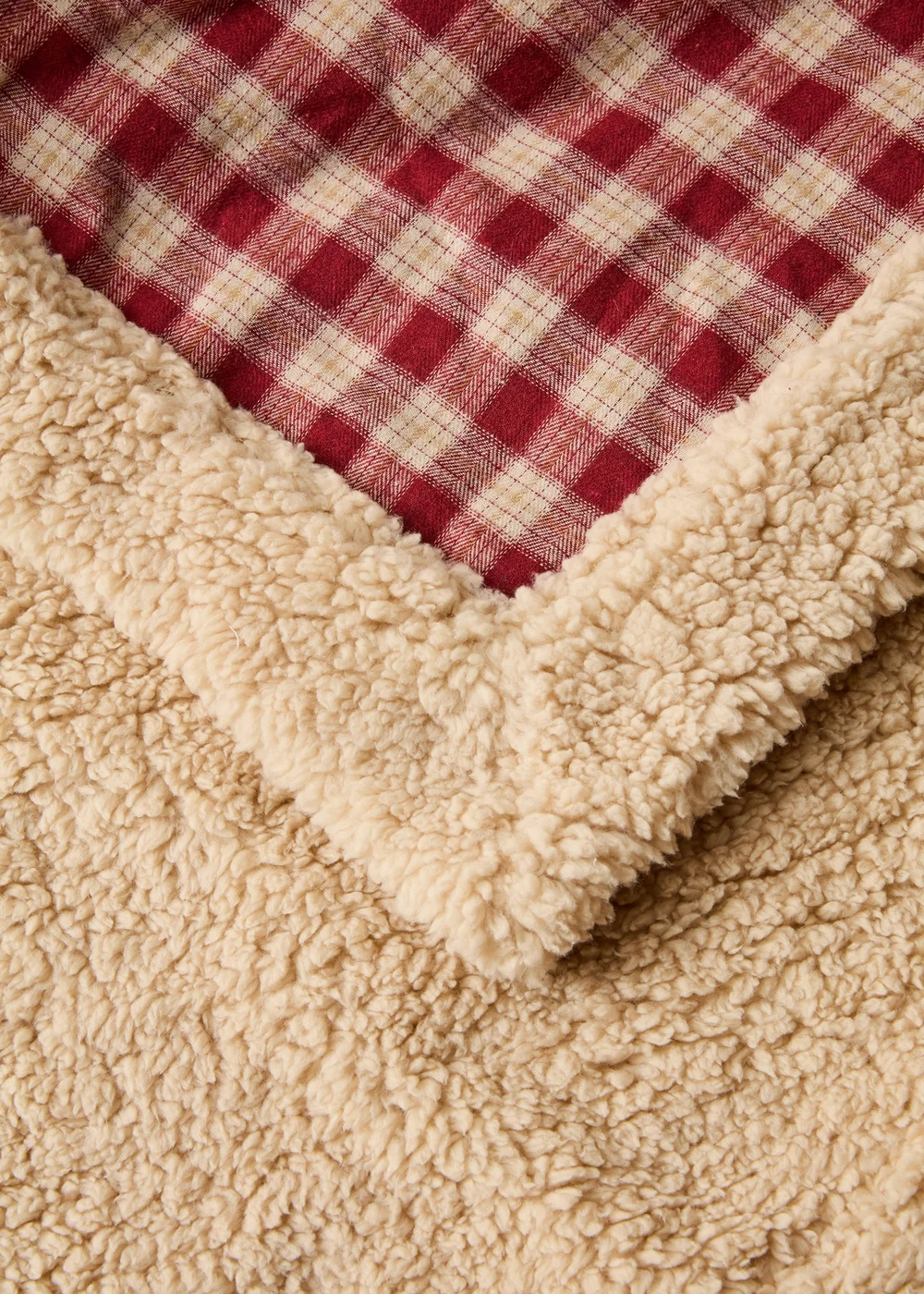 Red Tartan Sherpa Fleece Throw Image 2