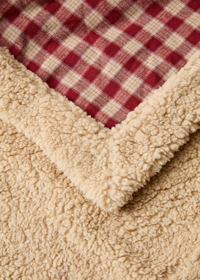 Red Tartan Sherpa Fleece Throw