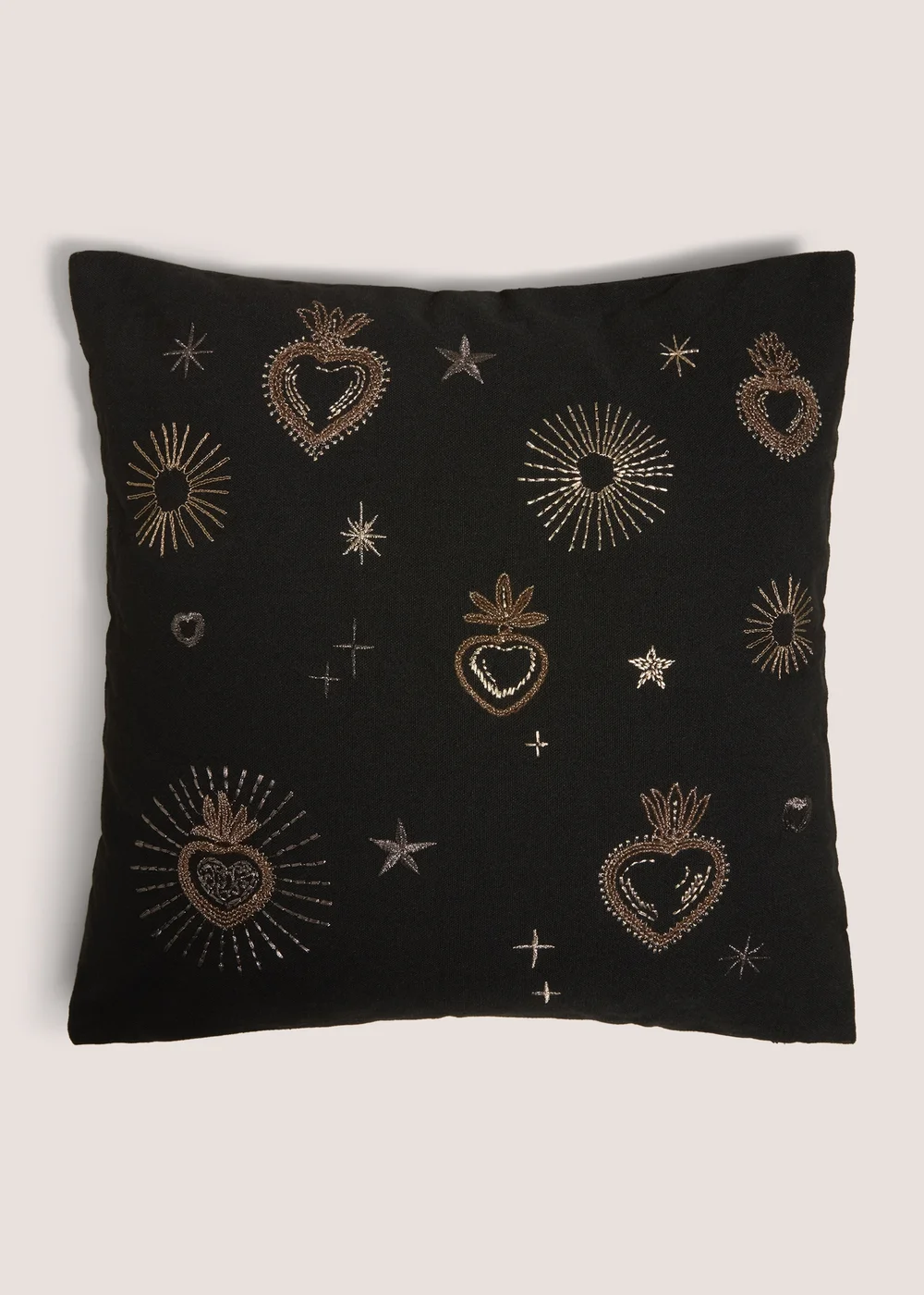 Black Gold Embellished Cushion Image 1