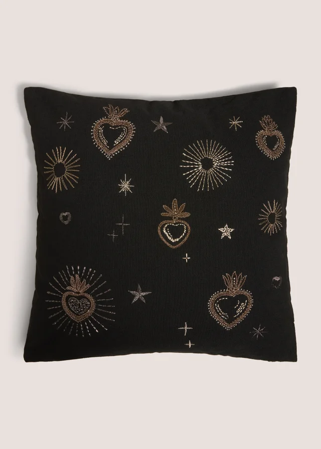 Black Gold Embellished Cushion