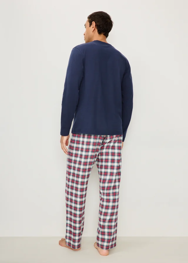 Navy Check Matching Family Christmas Pyjamas