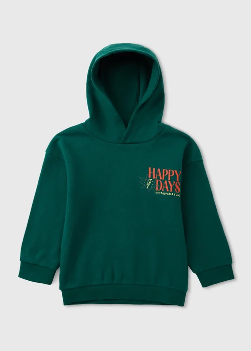 Boys Green Happy Days Hoodie (1-8yrs) - 1-1.5 Yrs Image 1