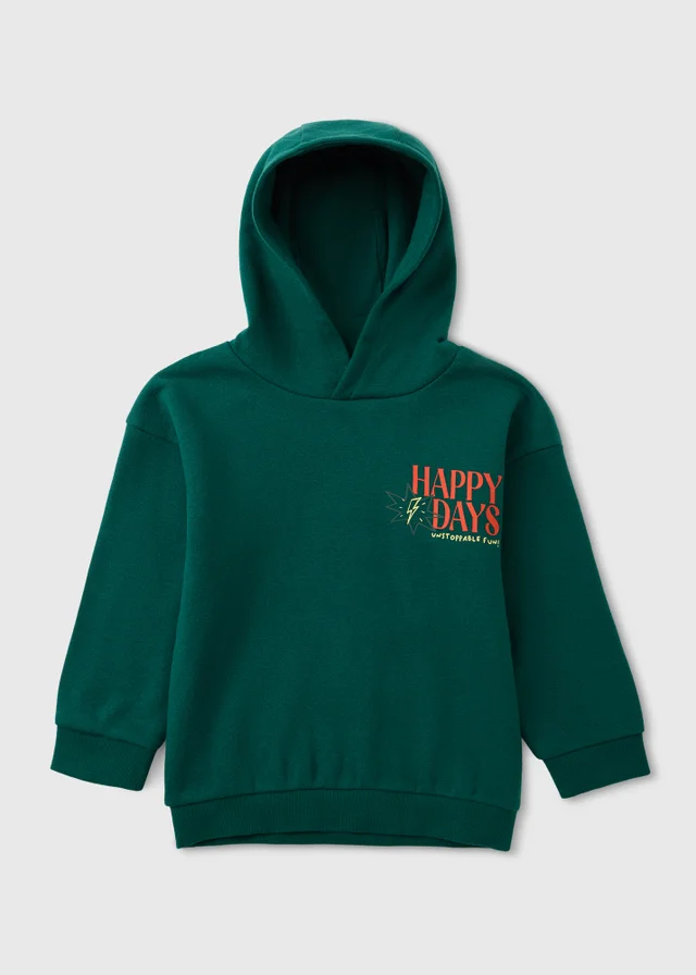 Boys Green Happy Days Hoodie (1-8yrs)
