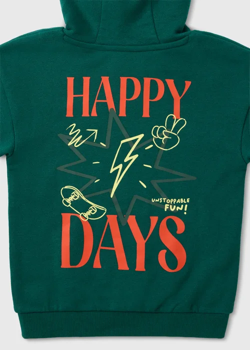 Boys Green Happy Days Hoodie (1-8yrs) - 1-1.5 Yrs Image 2