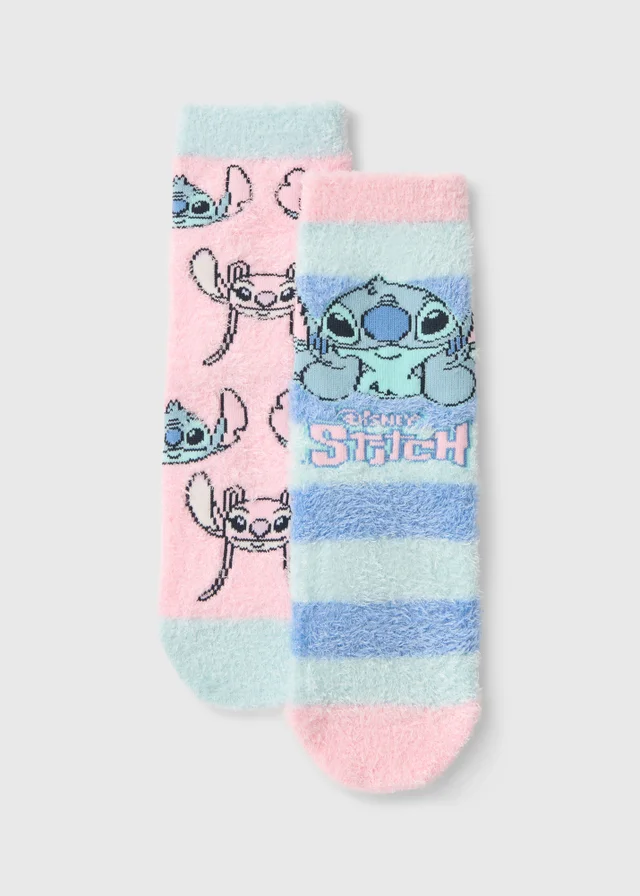 2 Pack Girls Pink Stitch Slipper Socks (Younger 4-Older 12)