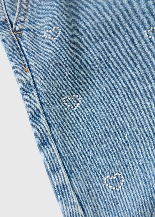 Girls Blue Gemstone Heart Jeans (1-8yrs)