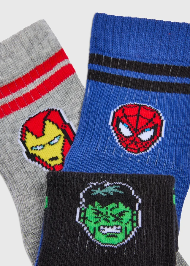 3 Pack Multicoloured Marvel Socks (Younger 4-Older 12)