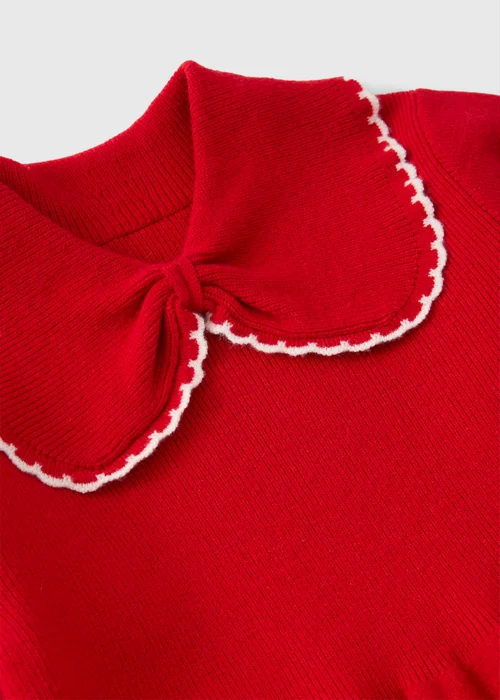 Girls Red Knitted Dress & Tights (1-8yrs) - 1-1.5 Yrs Image 2