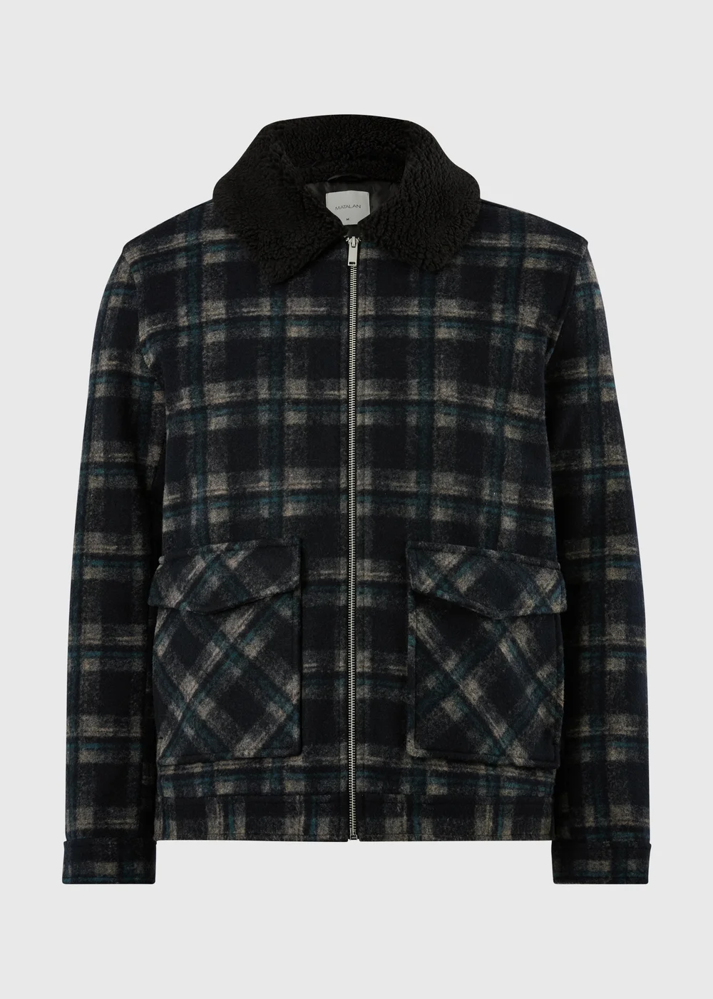 Navy Check Borg Collar Jacket - XS Image 5