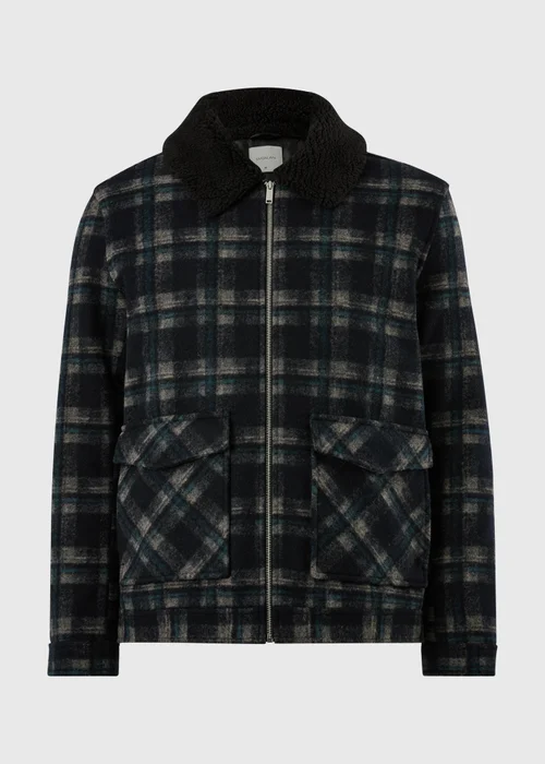 Navy Check Borg Collar Jacket - XS Image 5