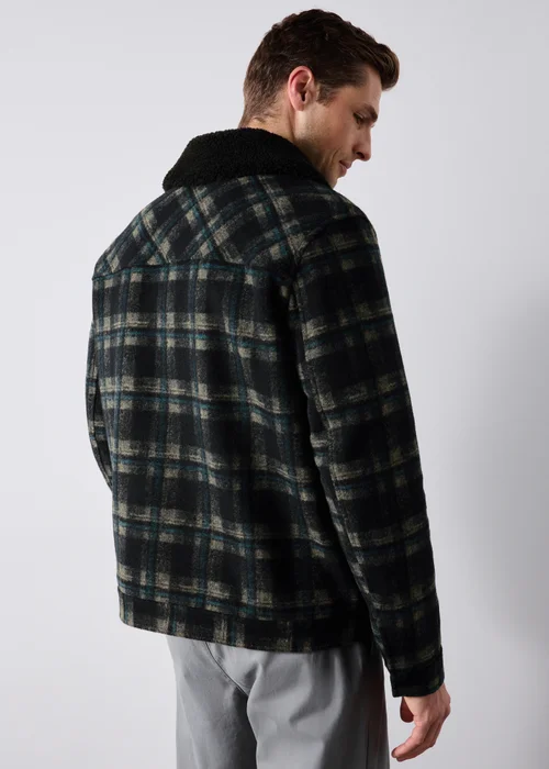 Navy Check Borg Collar Jacket - XS Image 3