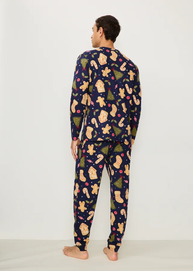 Navy Gingerbread Matching Family Christmas Pyjamas