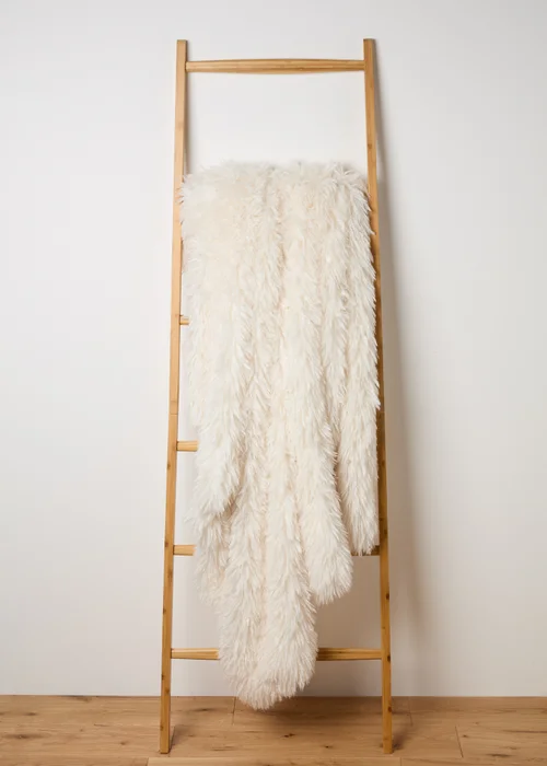 Cream Faux Fur Throw Image 1