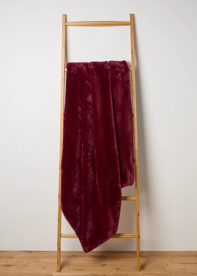 Burgundy Faux Fur Throw