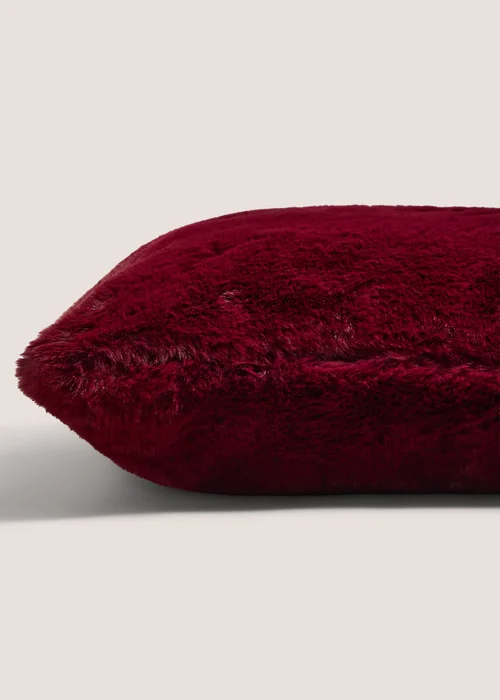 Burgundy Faux Fur Cushion Image 2