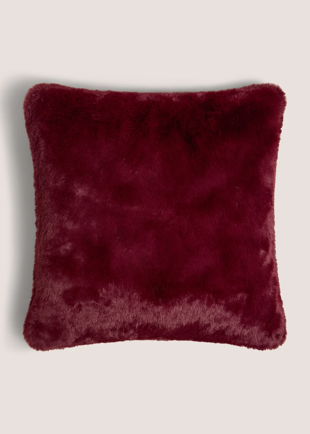 Burgundy Faux Fur Cushion Image 1
