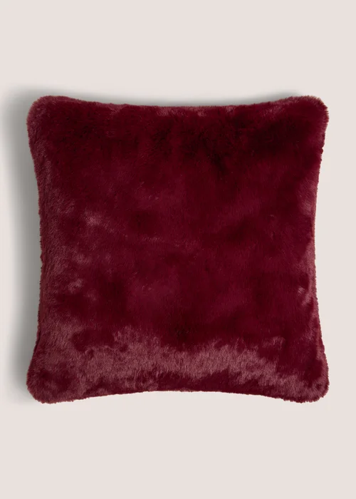 Burgundy Faux Fur Cushion Image 1