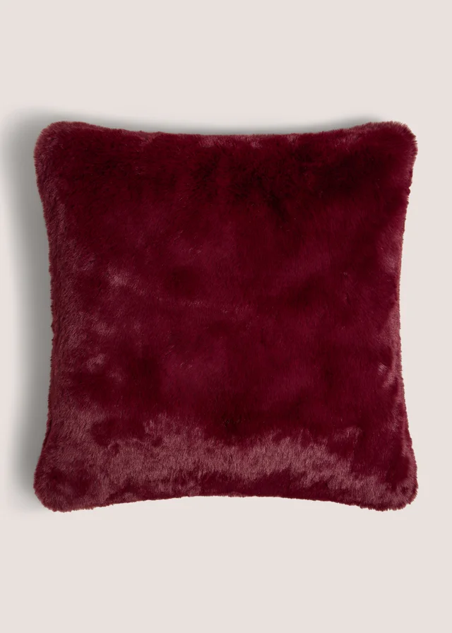 Burgundy Faux Fur Cushion