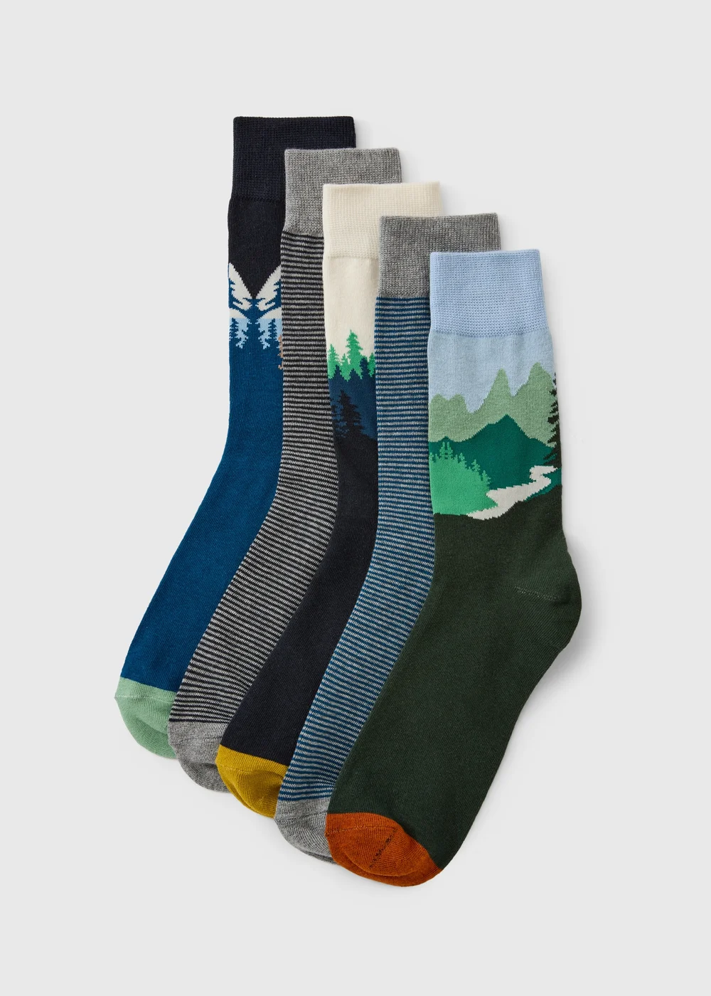 5 Pack Mountain Design Socks - 6-8.5 Image 1