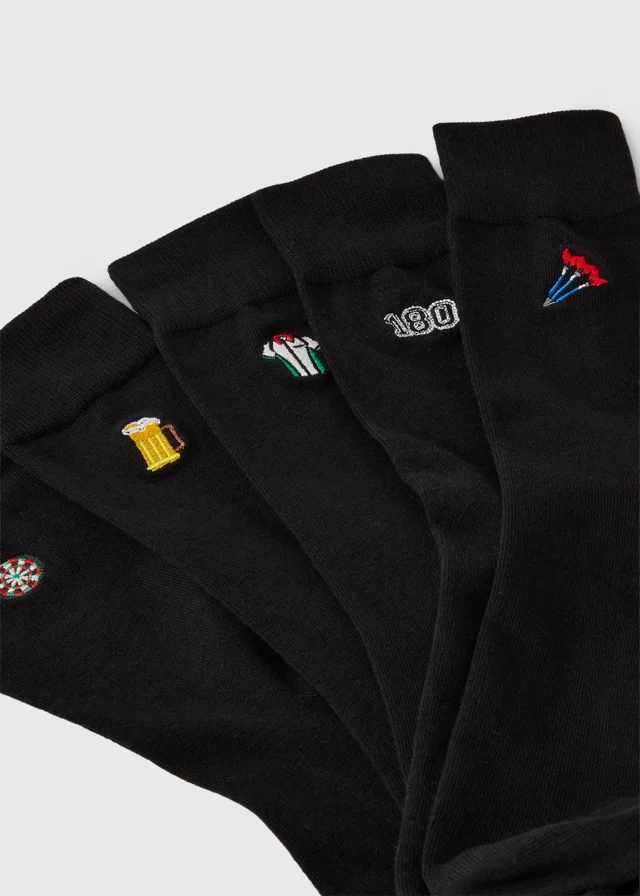 5 Pack Darts Embroided Socks