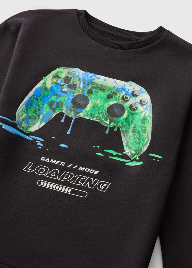 Boys Black Gaming Graphic Sweatshirt (7-15yrs)
