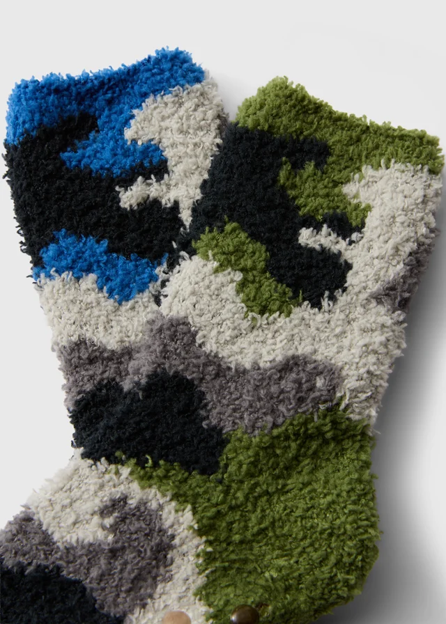 2 Pack Boys Camo Fluffy Socks (Younger 6 - Older 6.5)