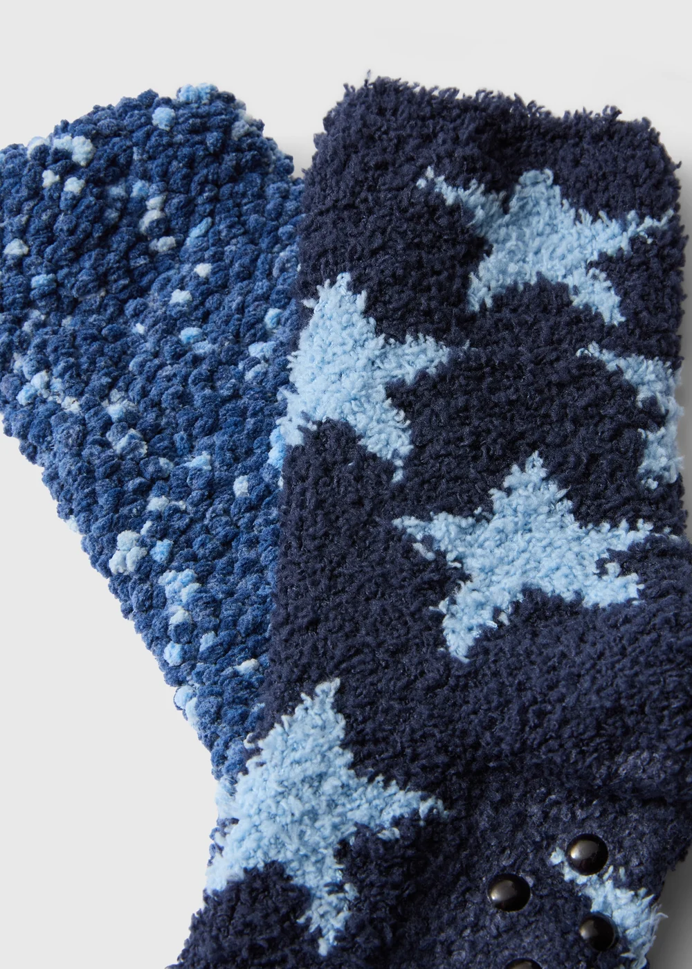 2 Pack Boys Blue Star Fluffy Socks (Younger 6-Older 6.5) - Sizes 9-12 Image 2