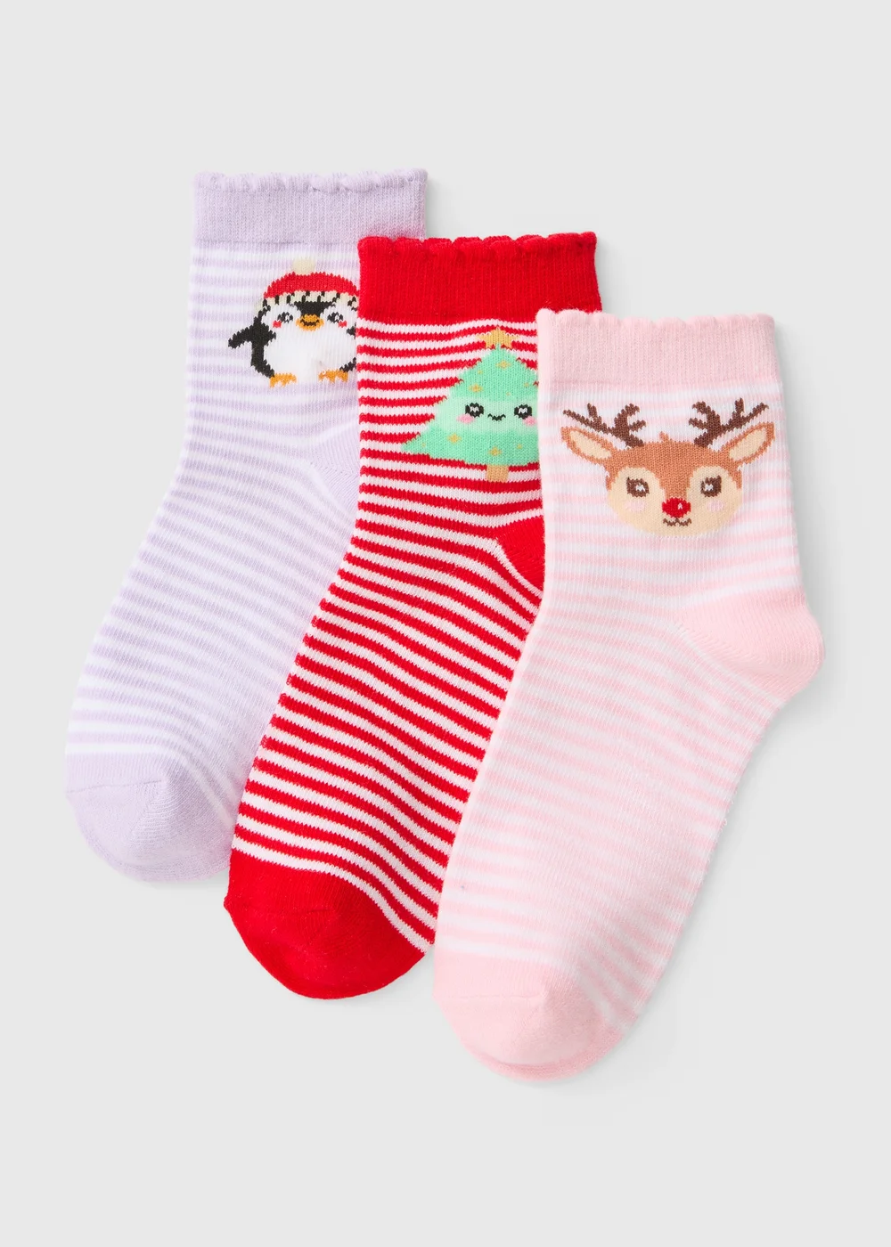 3 Pack Girls Christmas Character Socks (Younger 6 - Older 6.5) - 6-8.5 Image 1