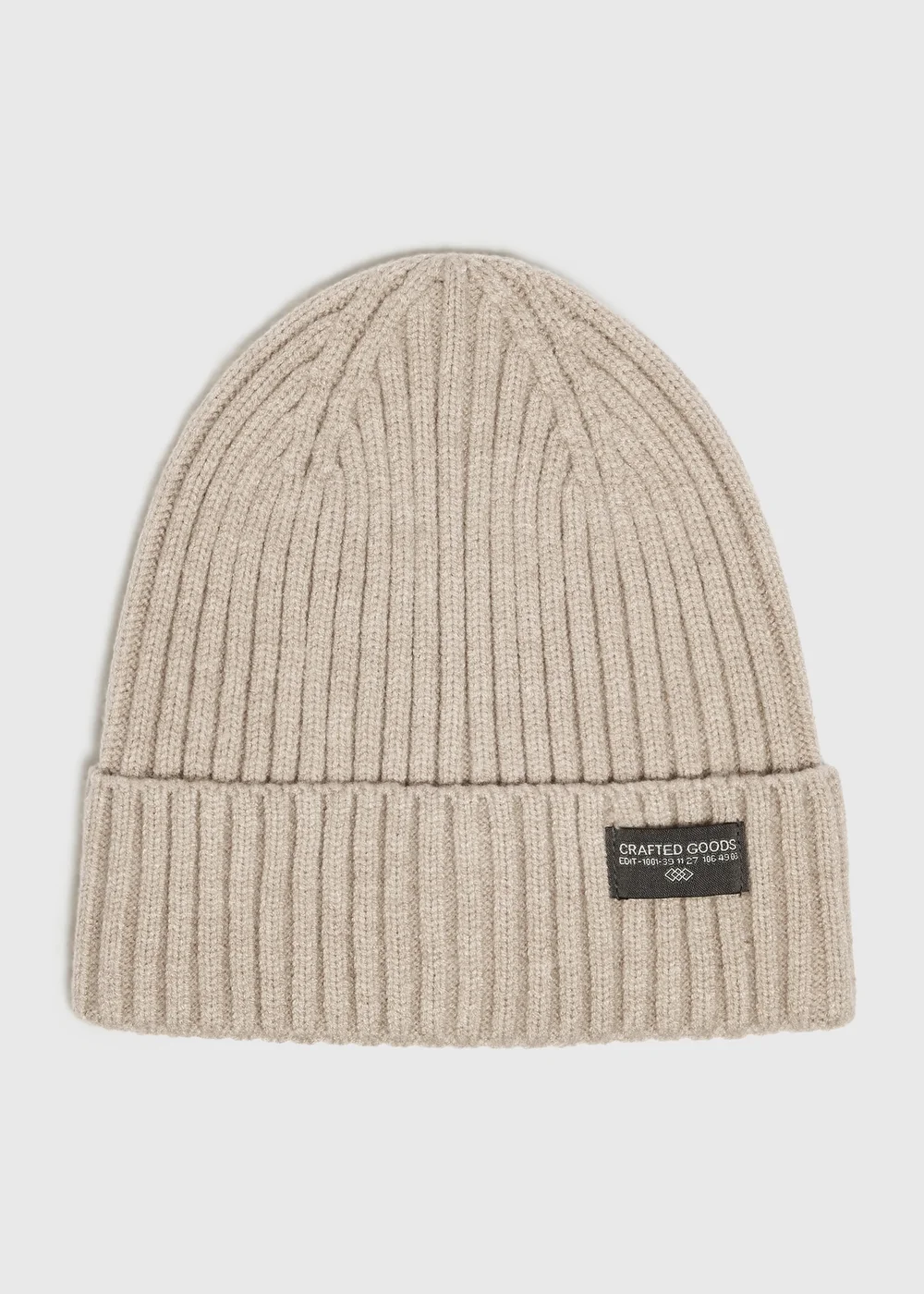 Oatmeal Ribbed Beanie - One Size Image 1