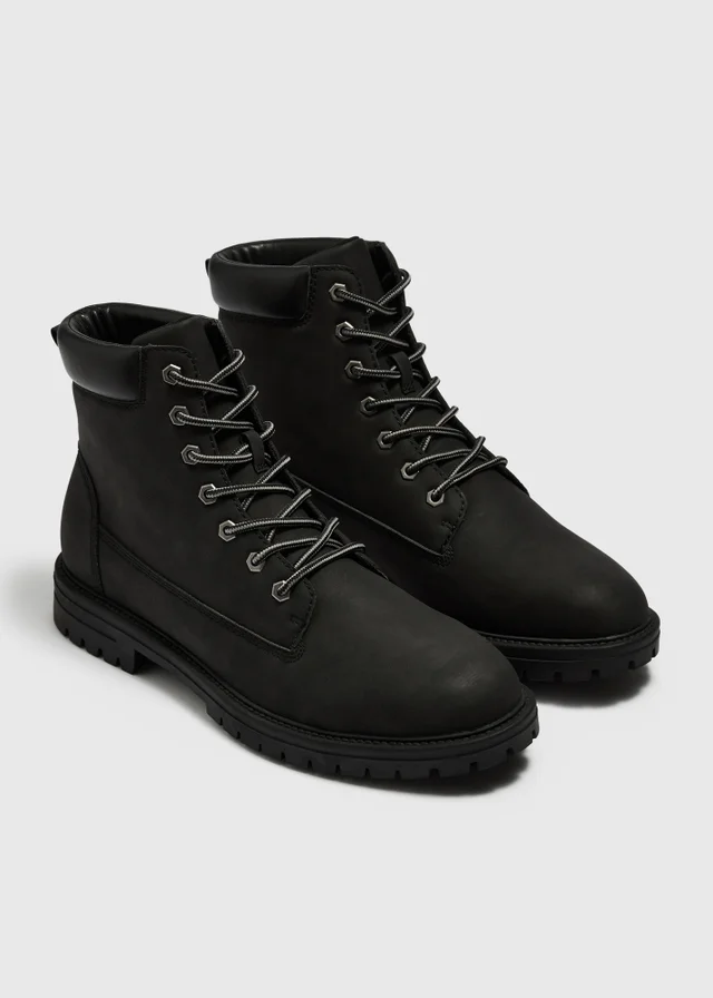 Black Lace-Up Boots