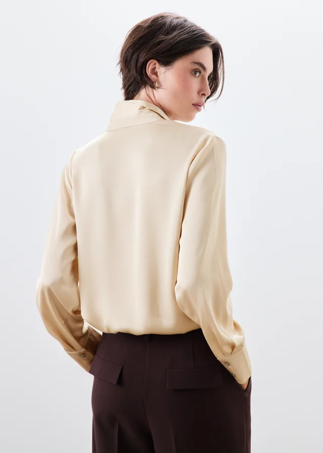 Cream Lace Satin Shirt