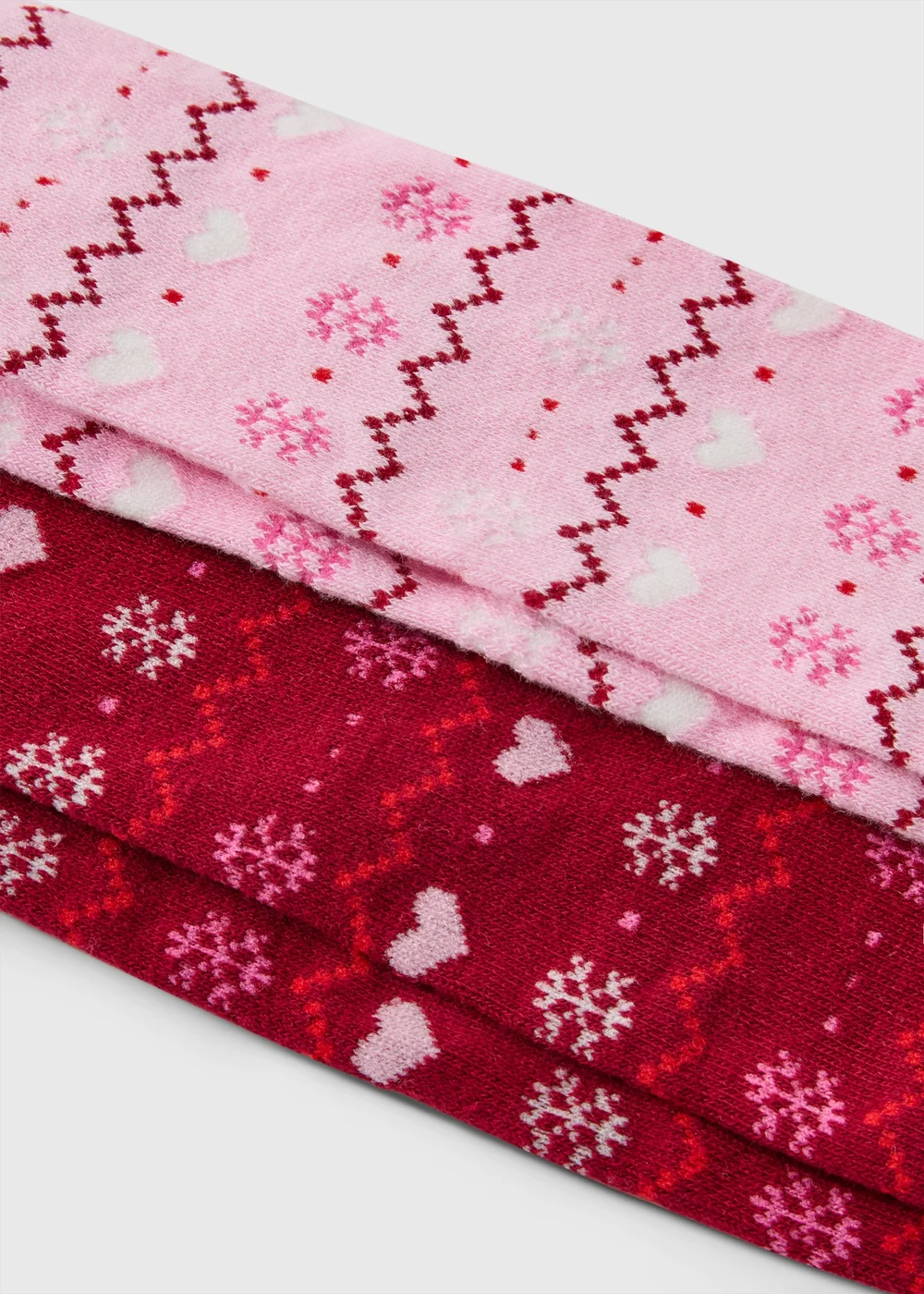 Girls Pink & Burgundy Fair Isle Socks 2 Pack - 2-3 Yrs Image 2